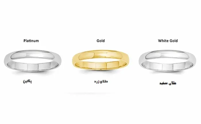 تفاوت انگشتر طلا سفید، طلا زرد و پلاتیوم در تصویر 45841